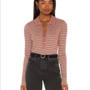 Free People Crochet Collar Henley Ling Sleeve M